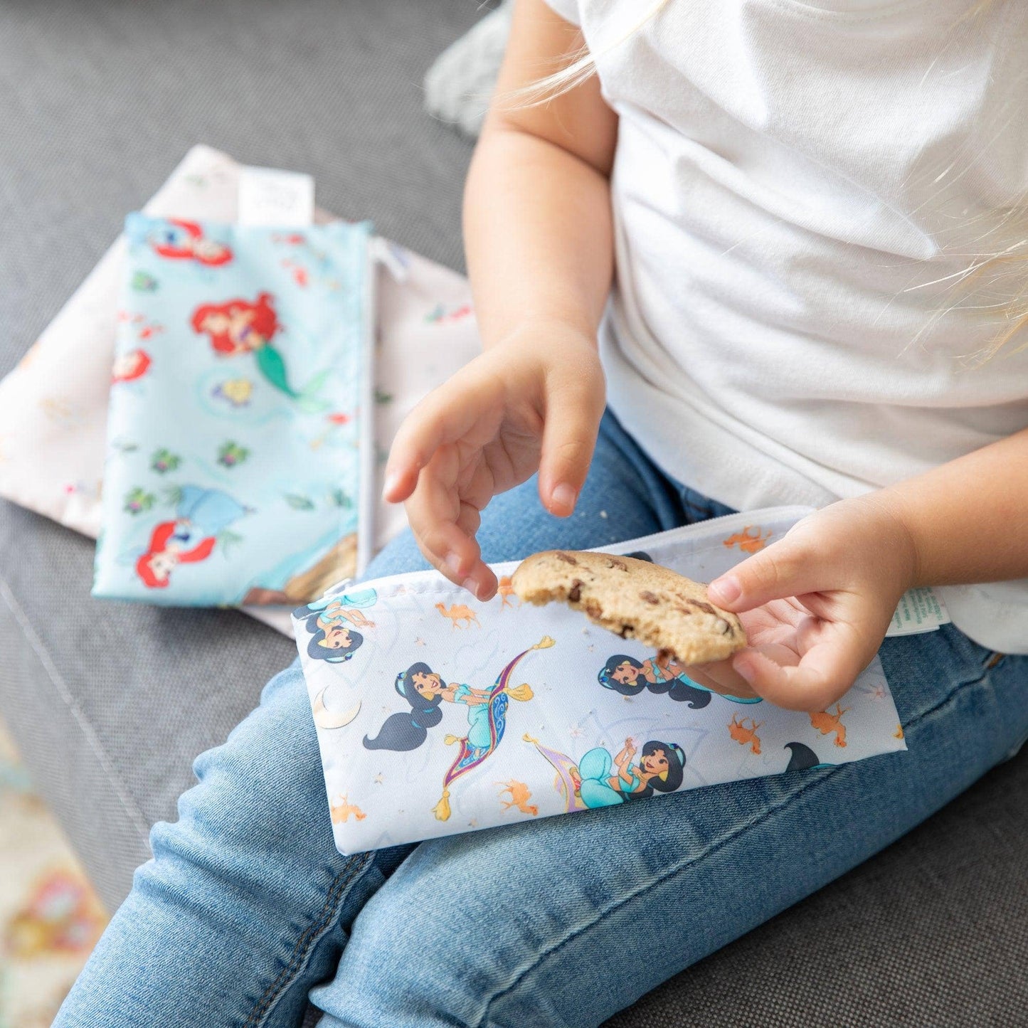 Princess Magic, Ariel, and Jasmine Reusable Snack Bag, 3-Pack