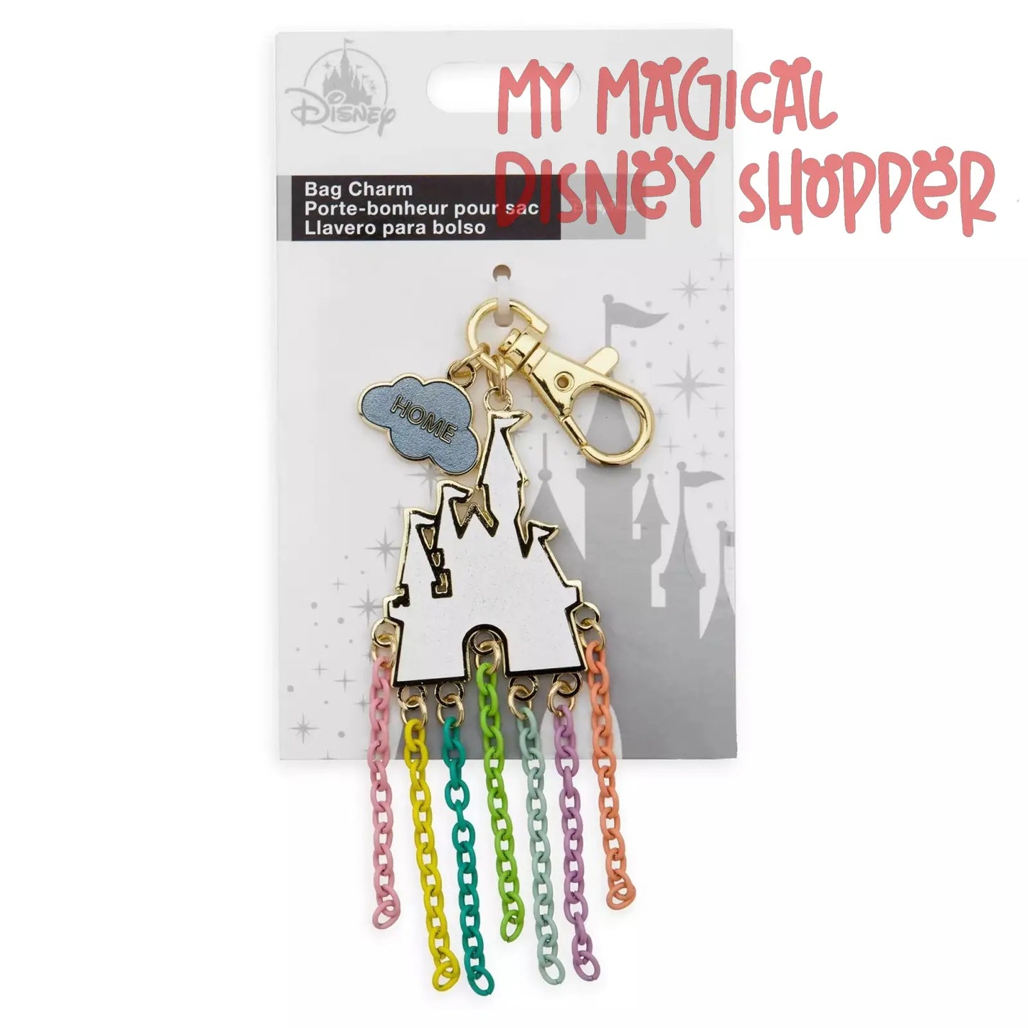 Fantasyland Castle Metal Rainbow Bag Charm