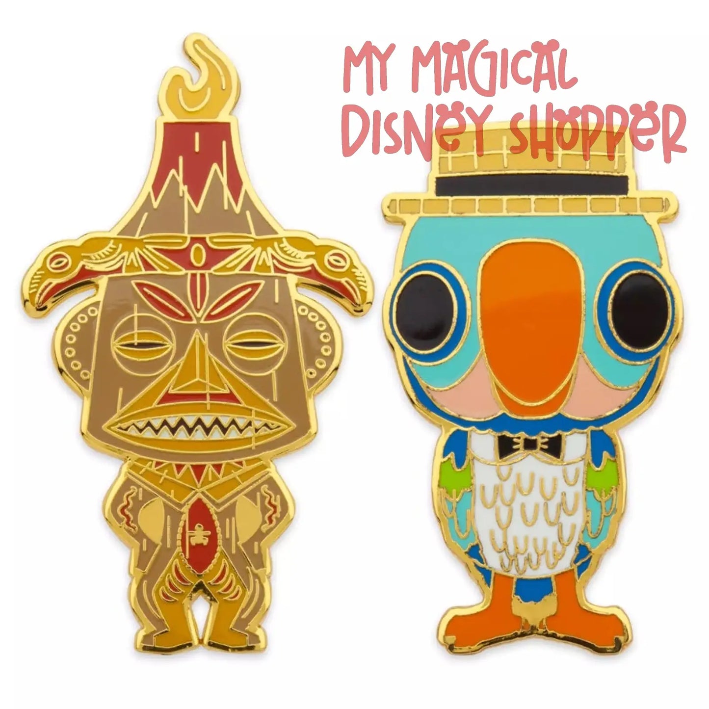 Goddess Pele and Barker Bird Funko Pop! Pin Set -The Enchanted Tiki Room - Limited Release