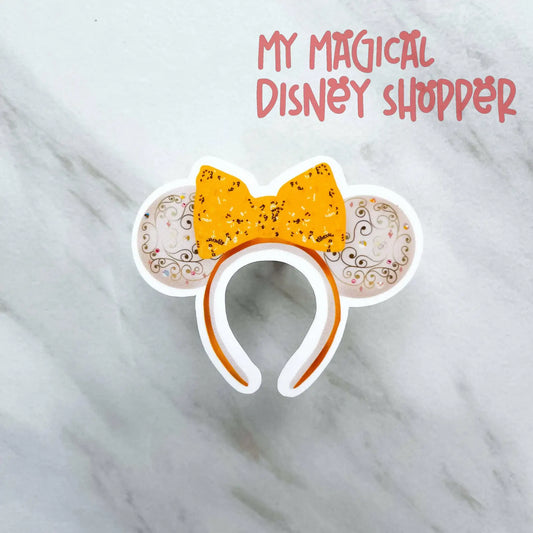 Gold and White 50th Anniversary Mouse Ear Sticker