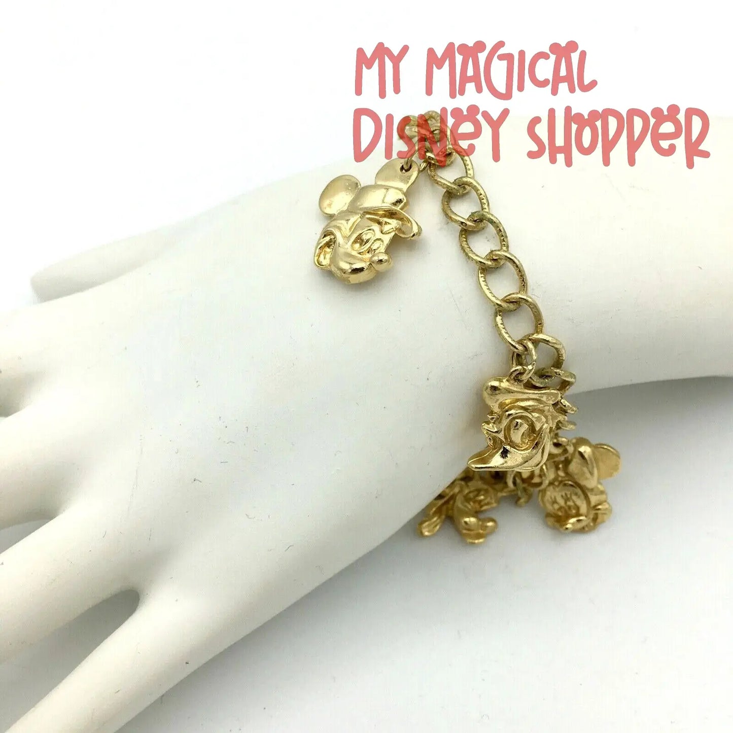 Gold Vintage Fab Five Disney Charm Bracelet - Vintage