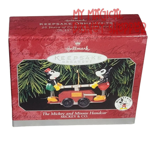 Hallmark Keepsake Ornament Mickey & Minnie Handcar 1998