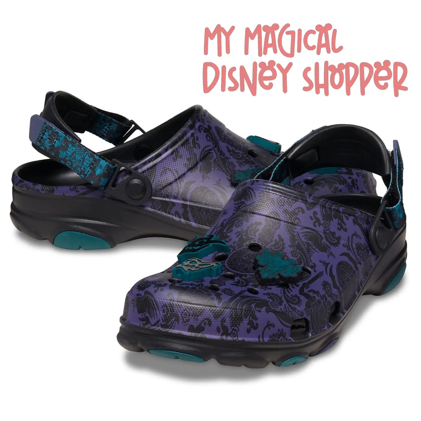 Haunted Mansion Wallpaper Crocs for Adults with Adjustable Heel Strap - M7/W9