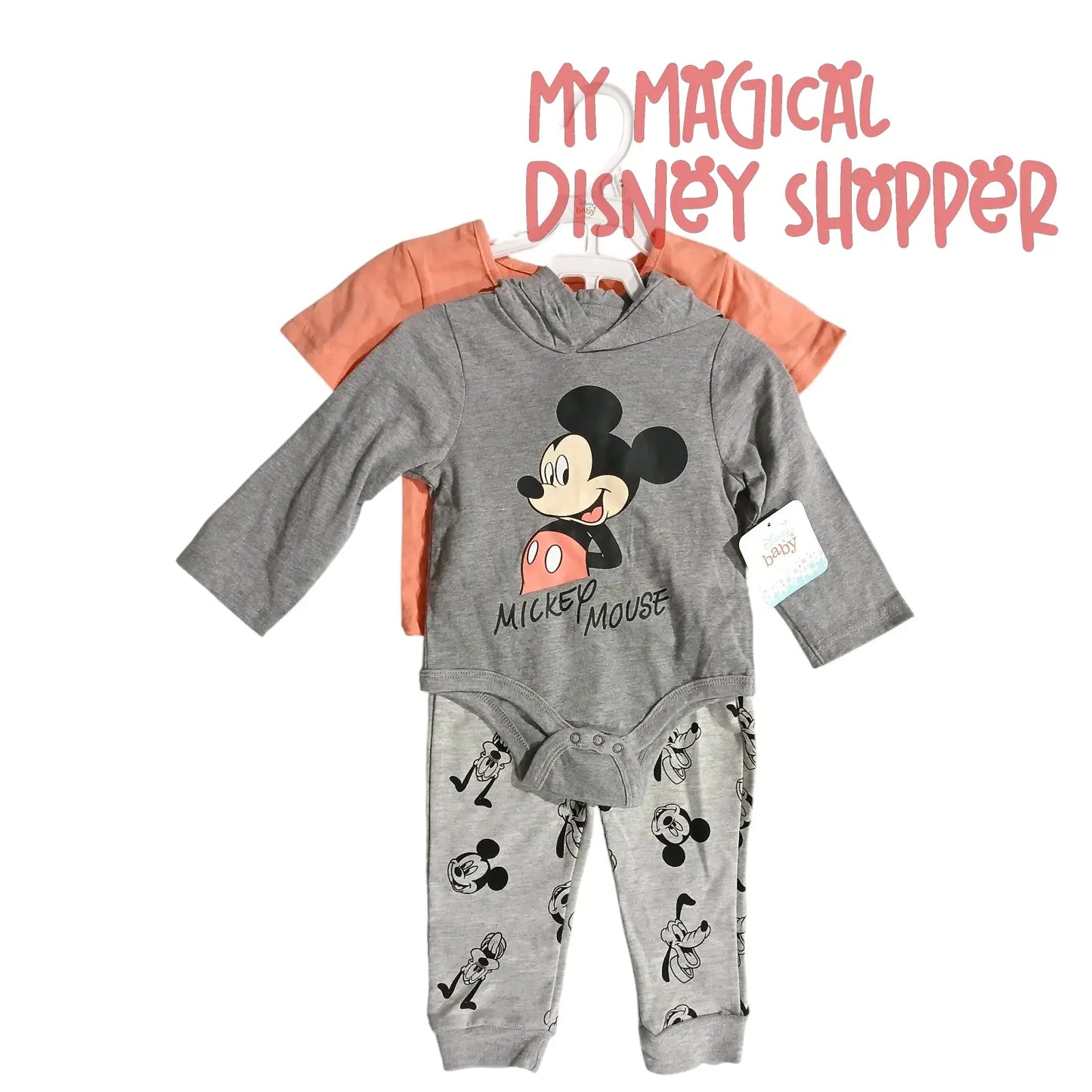 Mickey Mouse and Pluto Baby Boy Playwear 3-Piece Set – Size 12 Months 👶💙✨