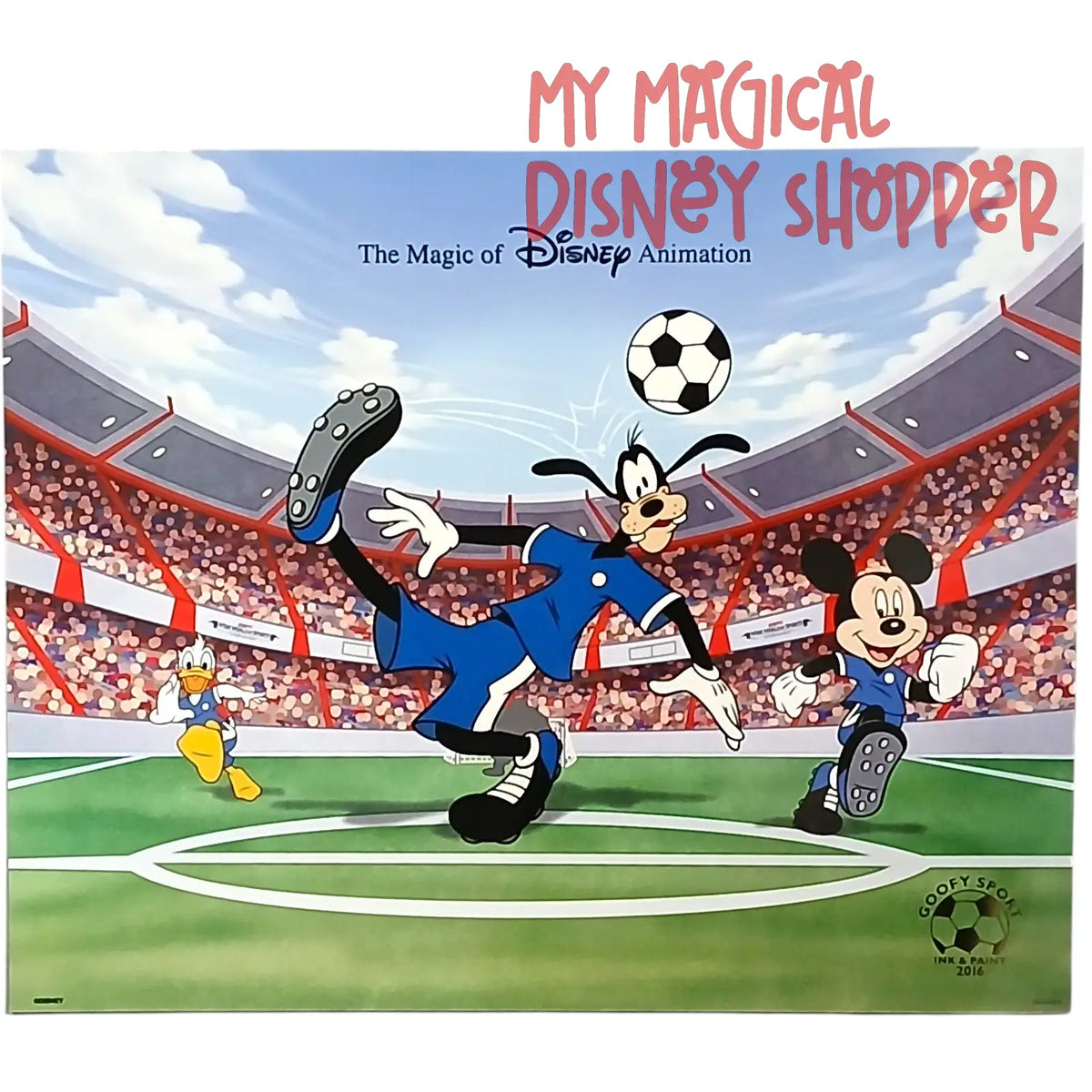 2016 Disney Animation Mickey Mouse & Goofy Playing Soccer Ink & Paint Cel – Collectible Animation Art ⚽🐭✨