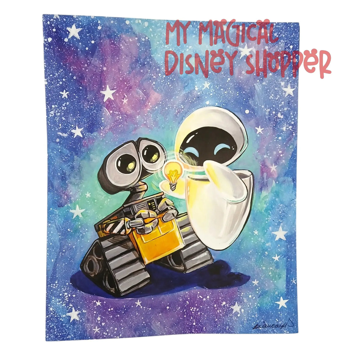 Disney Pixar WALL-E &amp; EVE 8" x 10" Signed Magic Maker Art Print 🤖💛🌌✨