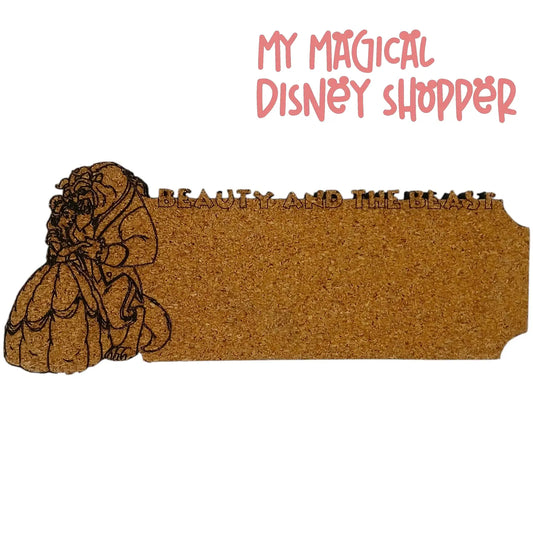 Beauty and the Beast Character Travel Pin Cork Board – Magnetic Back 8” x 4” 🥀📌