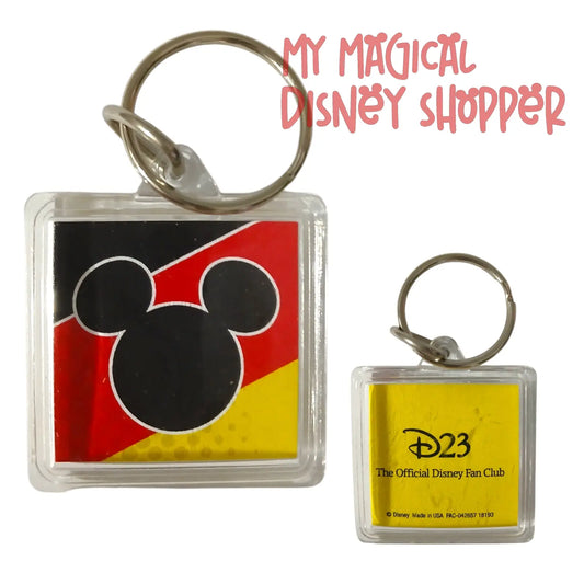 D23 Exclusive “The Official Disney Fan Club” Keychain – Black, Red & Yellow Disney Collectible 🏰🔑✨