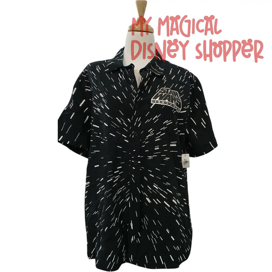 Disney Parks Star Wars “Galaxy Warp Speed” Short Sleeve Button-Down Shirt ⭐🚀