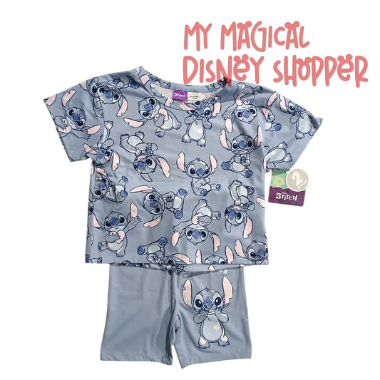 Disney Stitch 2-Piece Short Set – Kids Size 7/8 👽💙🌺✨