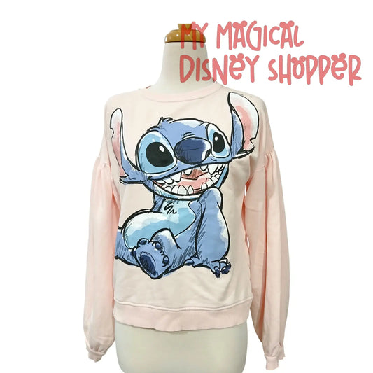 Primark Stitch Pink Sweatshirt – Girl’s Size Large - Size 14 💗👽✨