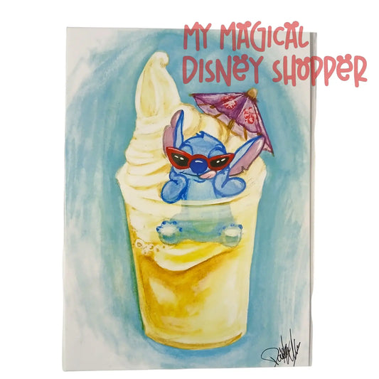 The Dapper Danielle Stitch in a Dole Whip 5" x 7" Art Card 💙🍍🎨✨