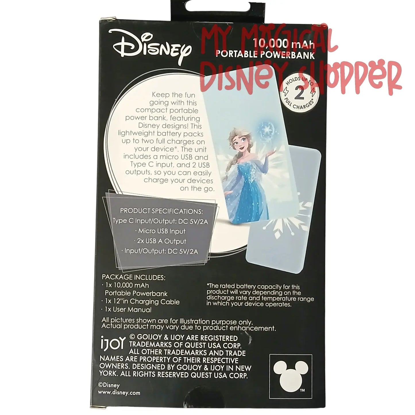 iJoy Disney Frozen Elsa 10,000 mAh Portable Power Bank ❄️🔋✨