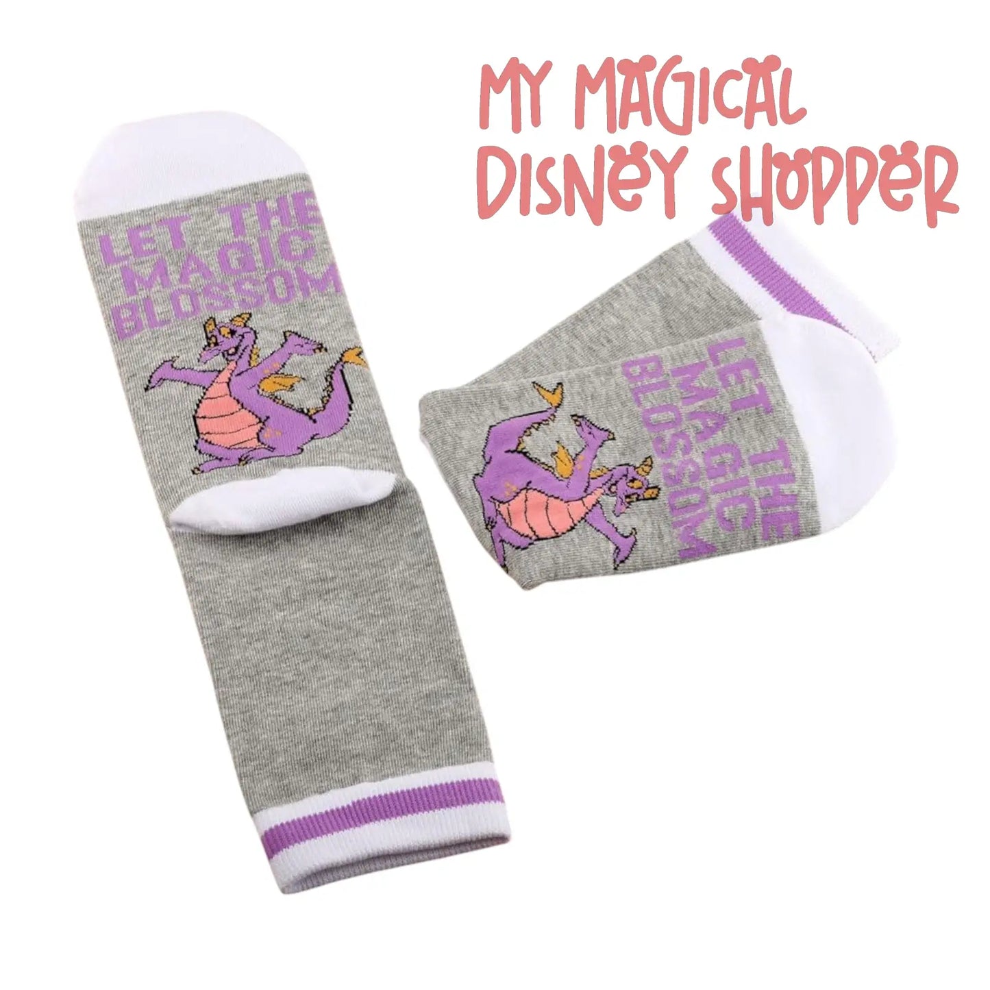 Disney Figment “Let the Magic Blossom” Socks – EPCOT Imagination Dragon 🐉🌸