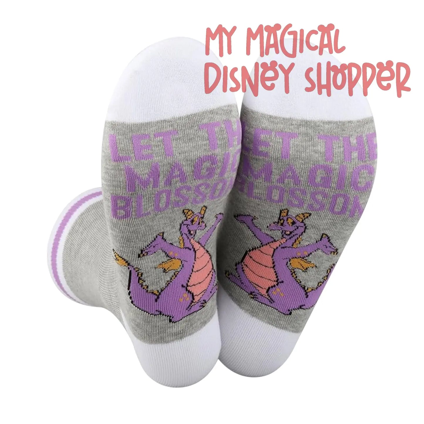 Disney Figment “Let the Magic Blossom” Socks – EPCOT Imagination Dragon 🐉🌸