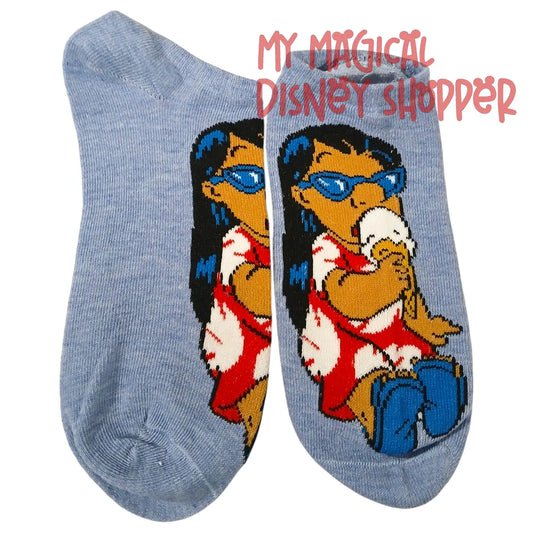 Cozy Ankle Socks – Lilo Eating Ice Cream (Shoe Size 4–10) 🧦💖