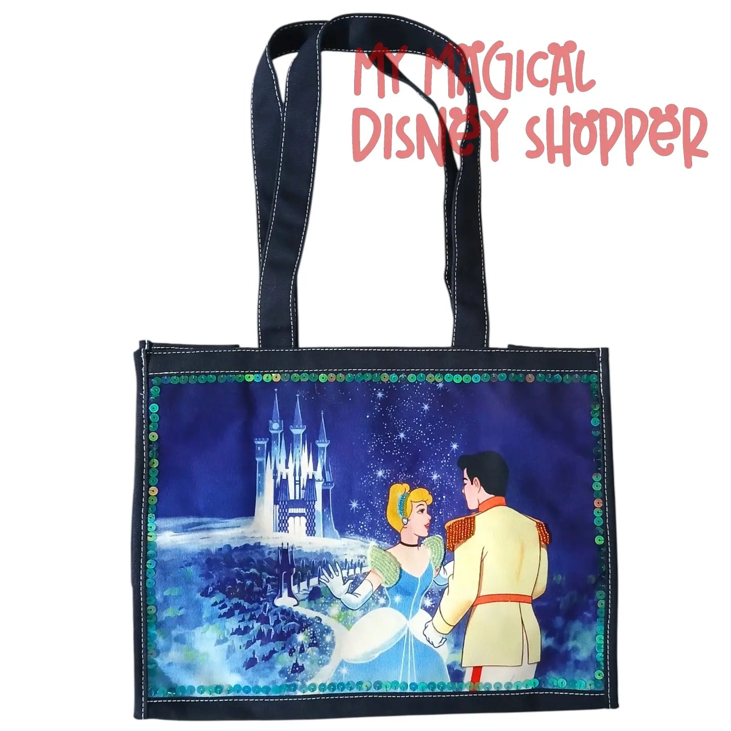 Vintage Cinderella & Prince Charming Sequin Tote Bag ✨👑🏰
