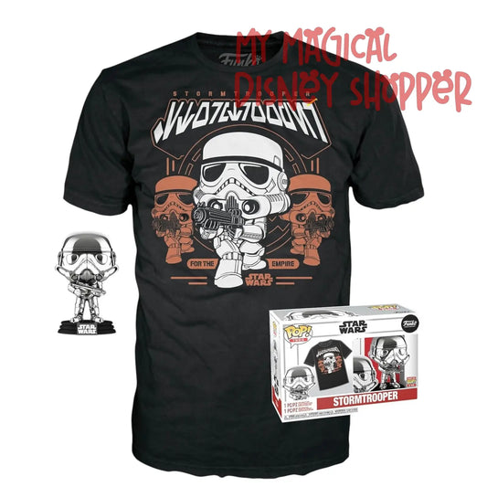 Star Wars Stormtrooper Funko Pop! + T-Shirt Set (Chrome Edition) – Size XL ⭐🤖