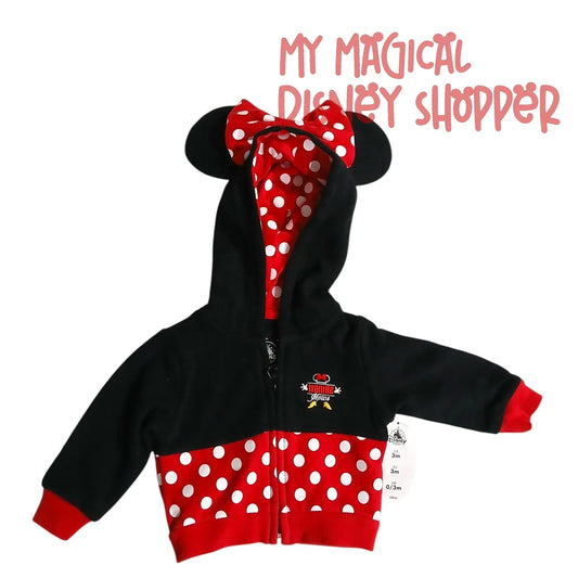 Baby Minnie Mouse Dots & Bow Zip Hoodie Jacket – Size 3 Months 🎀🐭💖