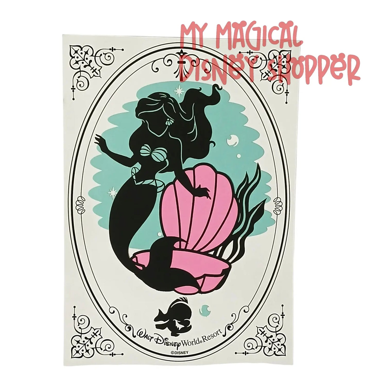 Ariel Hand-Cut Silhouette Art Print – 5” x 7” Disney Silhouette Shop (Crystal Arts) 🧜‍♀️✂️