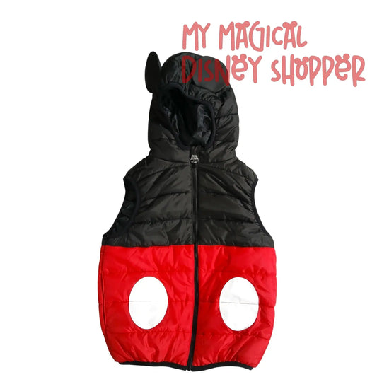 Disney Parks Mickey Mouse Quilted Puffer Hooded Vest – Kids Size Large 🐭🖤✨