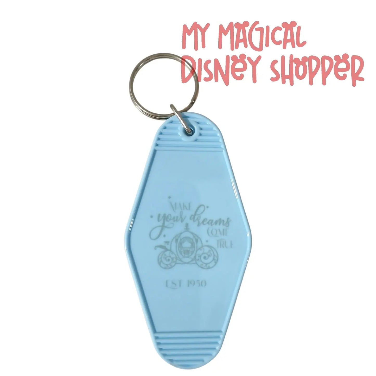 Cinderella “Make Your Dreams Come True – Est. 1950, Castle Suite 71” Hotel-Style Keychain 👑🗝️✨