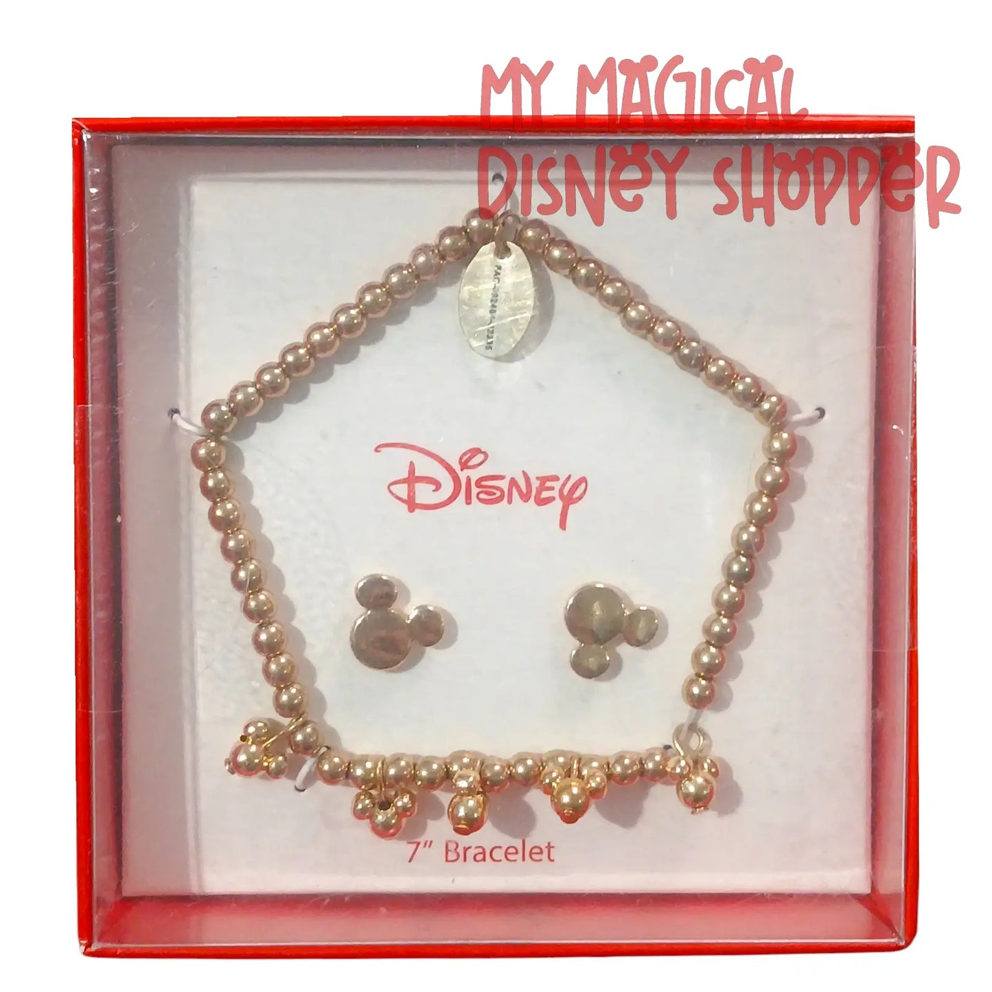 Disney  7" Stretch Bracelet and Mickey Head Stud Gift Set