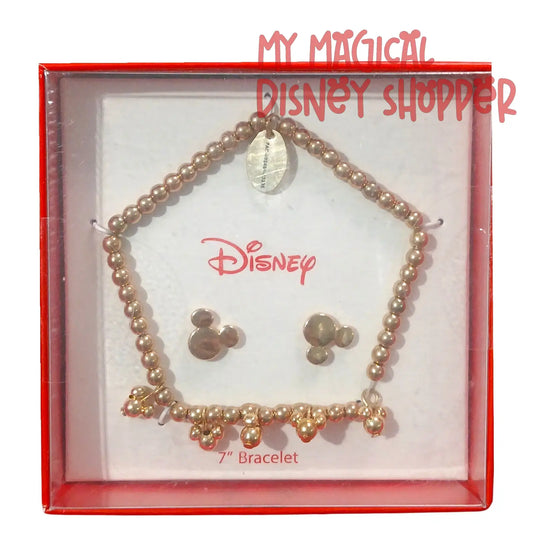 Disney  7" Stretch Bracelet and Mickey Head Stud Gift Set