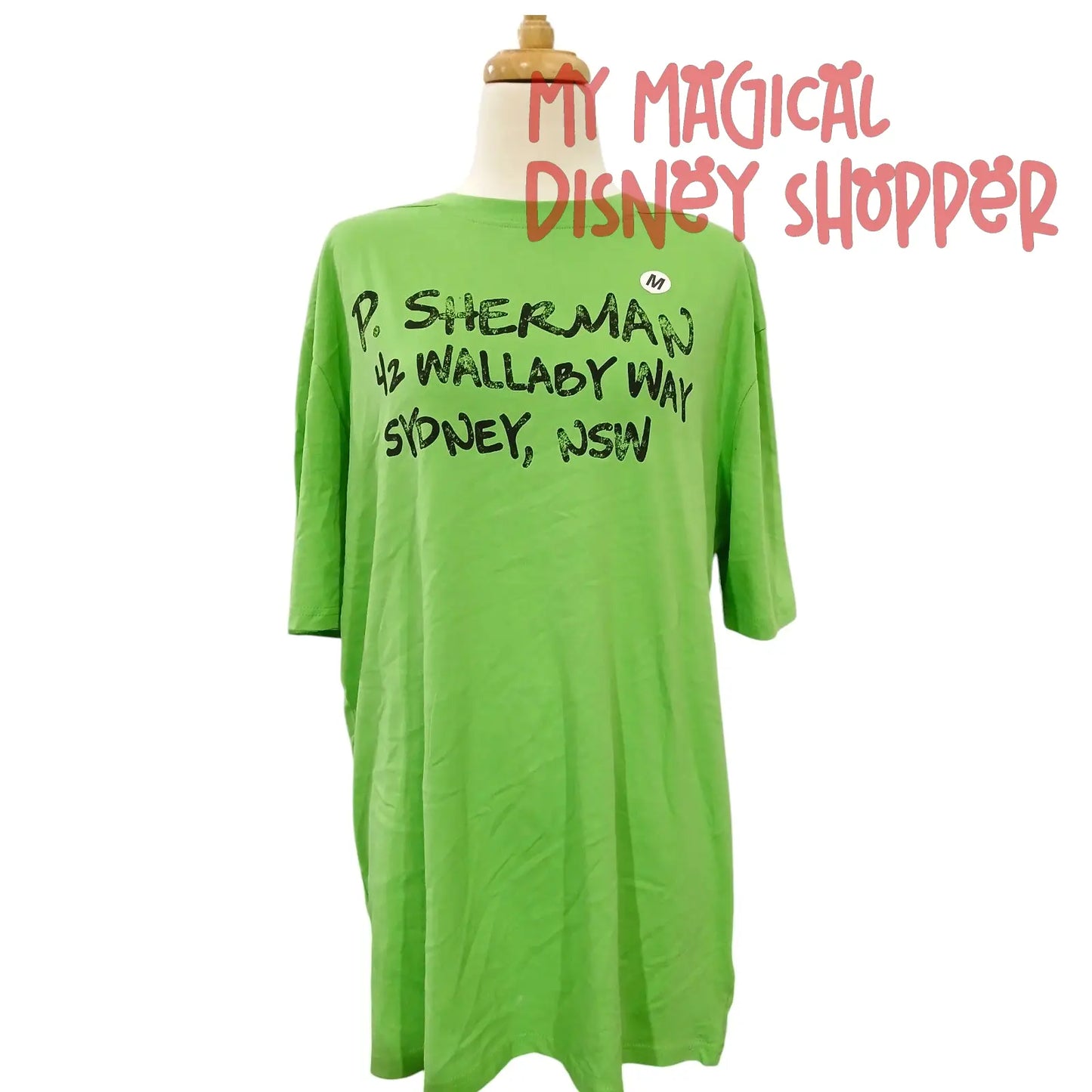 Disney Parks Finding Nemo “P. Sherman 42 Wallaby Way Sydney, NSW” Green T-Shirt – Size Medium 🐠🌊
