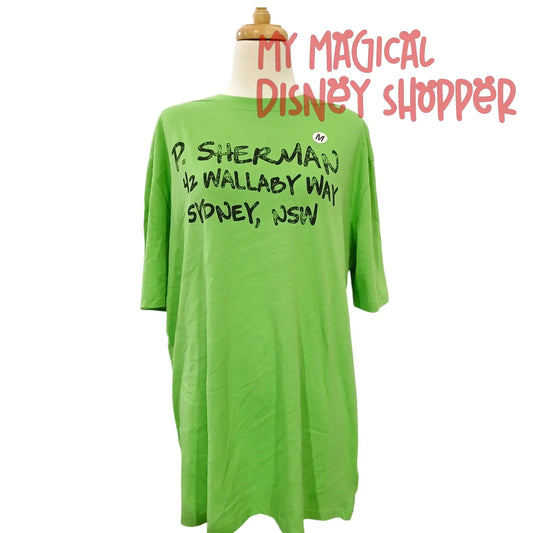 Disney Parks Finding Nemo “P. Sherman 42 Wallaby Way Sydney, NSW” Green T-Shirt – Size Medium 🐠🌊