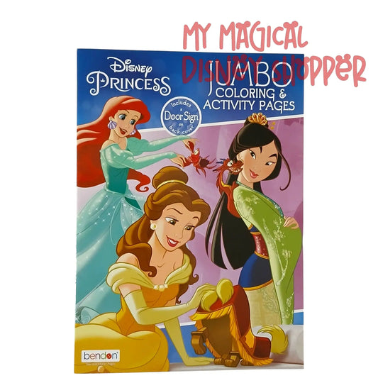 Disney Princess Jumbo Coloring & Activity Book with Bonus Door Sign ✨📚