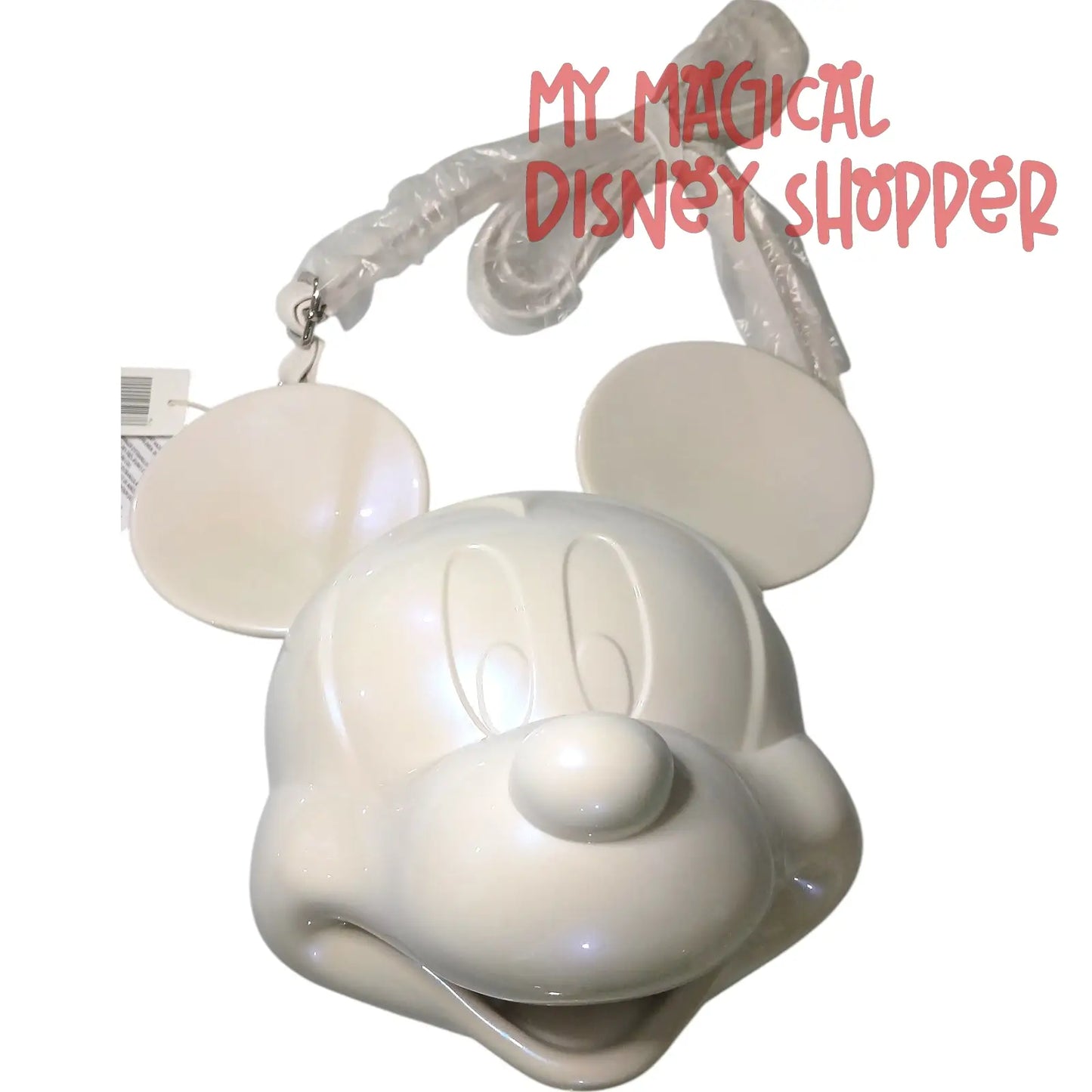 Loungefly Disney Parks Mickey Mouse Molded Head Pearl White Crossbody Bag 🤍🐭✨