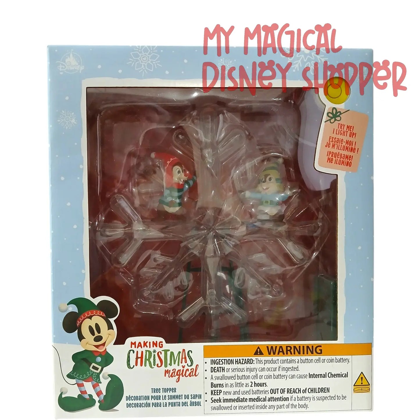 “Making Christmas Magical” Light-Up Tree Topper Star Featuring Chip & Dale 🎄⭐🐿️✨