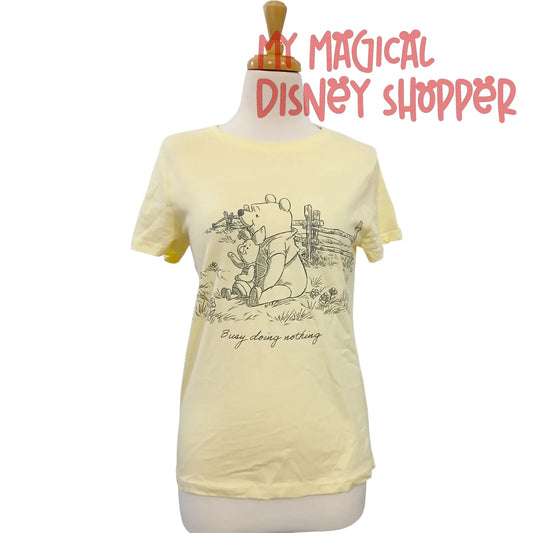Winnie the Pooh “Busy Doing Nothing” Yellow T-Shirt – Size 2XS 🐻🌼