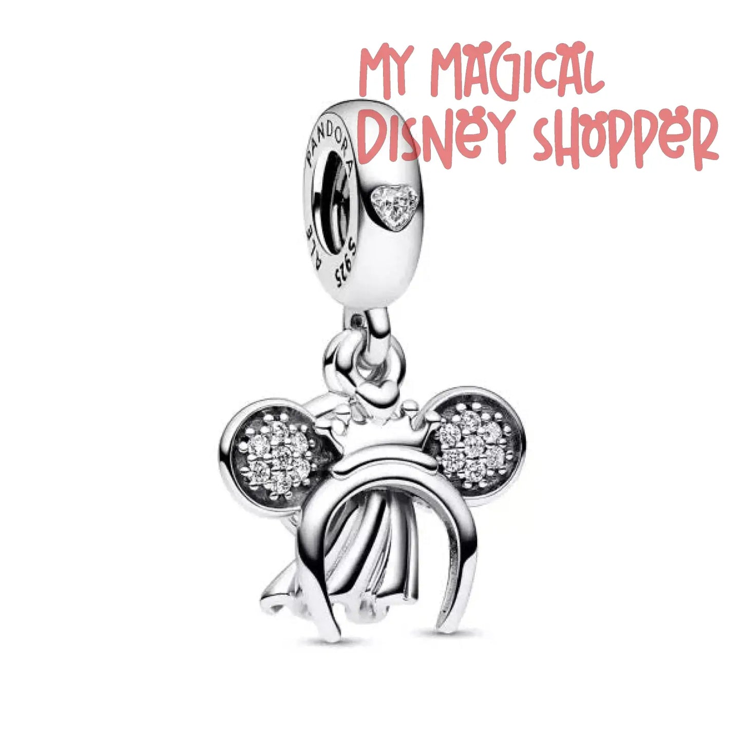 Disney Parks x Pandora Minnie Mouse Bridal Double Dangle Charm