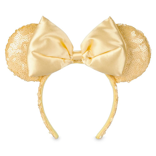 Yellow Sequins Minnie Mouse Ears Headband with Bow