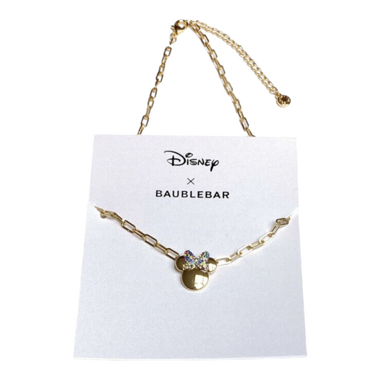 Disney x Baublebar Minnie Mouse Gold Plated Brass CZ Crystal Necklace