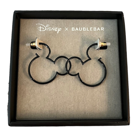 Disney X Baublebar Mickey Mouse Silhouette Outline Black Earrings