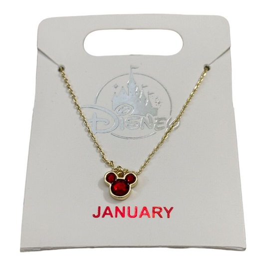 Mickey Mouse Faux Gem January Birthstone Gold Necklace