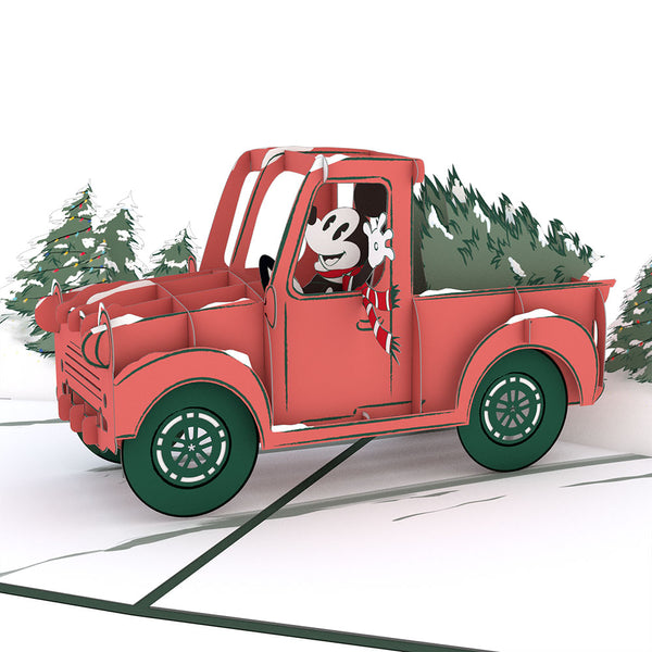 Mickey Mouse Red Christmas Truck Holiday Greetings Pop-Up Card