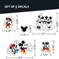 Disney Classic Mickey & Minnie Mouse Decals - Set of 15 Mickey and Minnie Mouse Waterproof Stickers