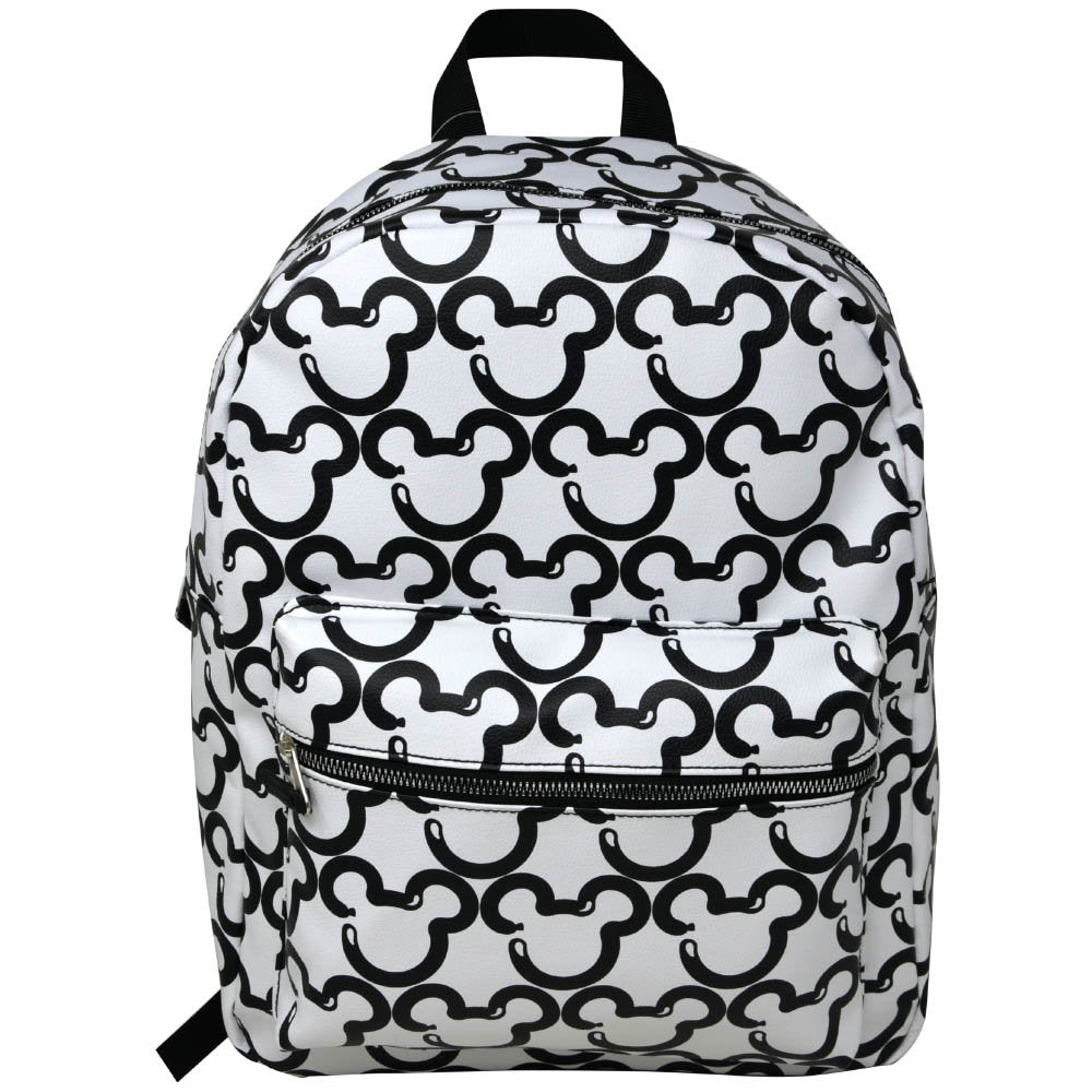 White Mickey Mouse 16" Faux Leather Deluxe Backpack