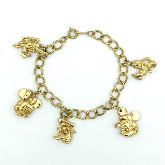 Gold Vintage Fab Five Disney Charm Bracelet - Vintage