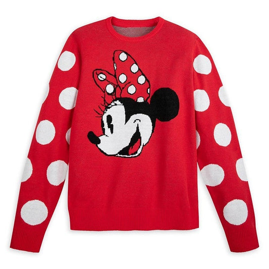 Red Minnie Mouse Adult Knit Sweater