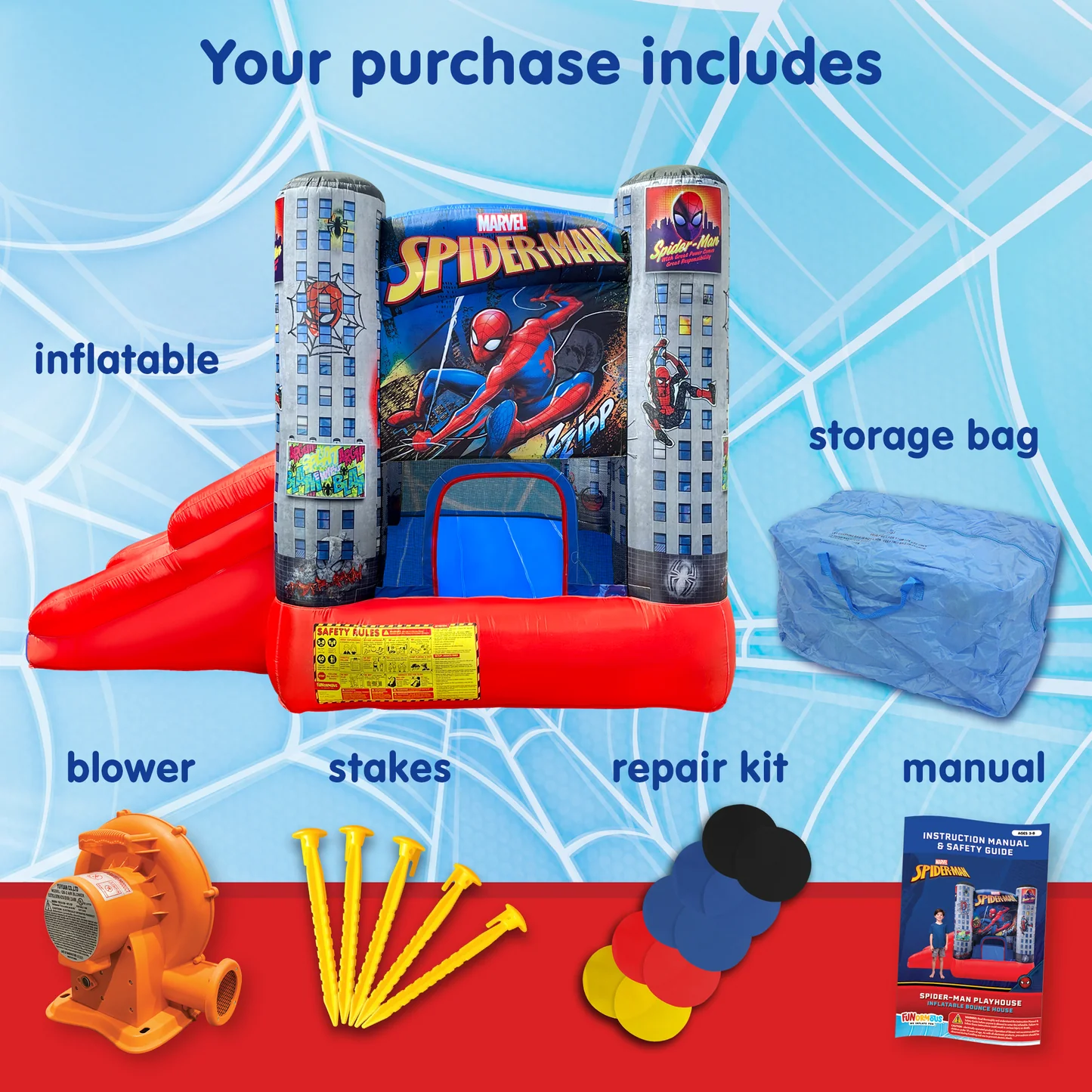 Spider-Man Inflatable Bounce House and Slide