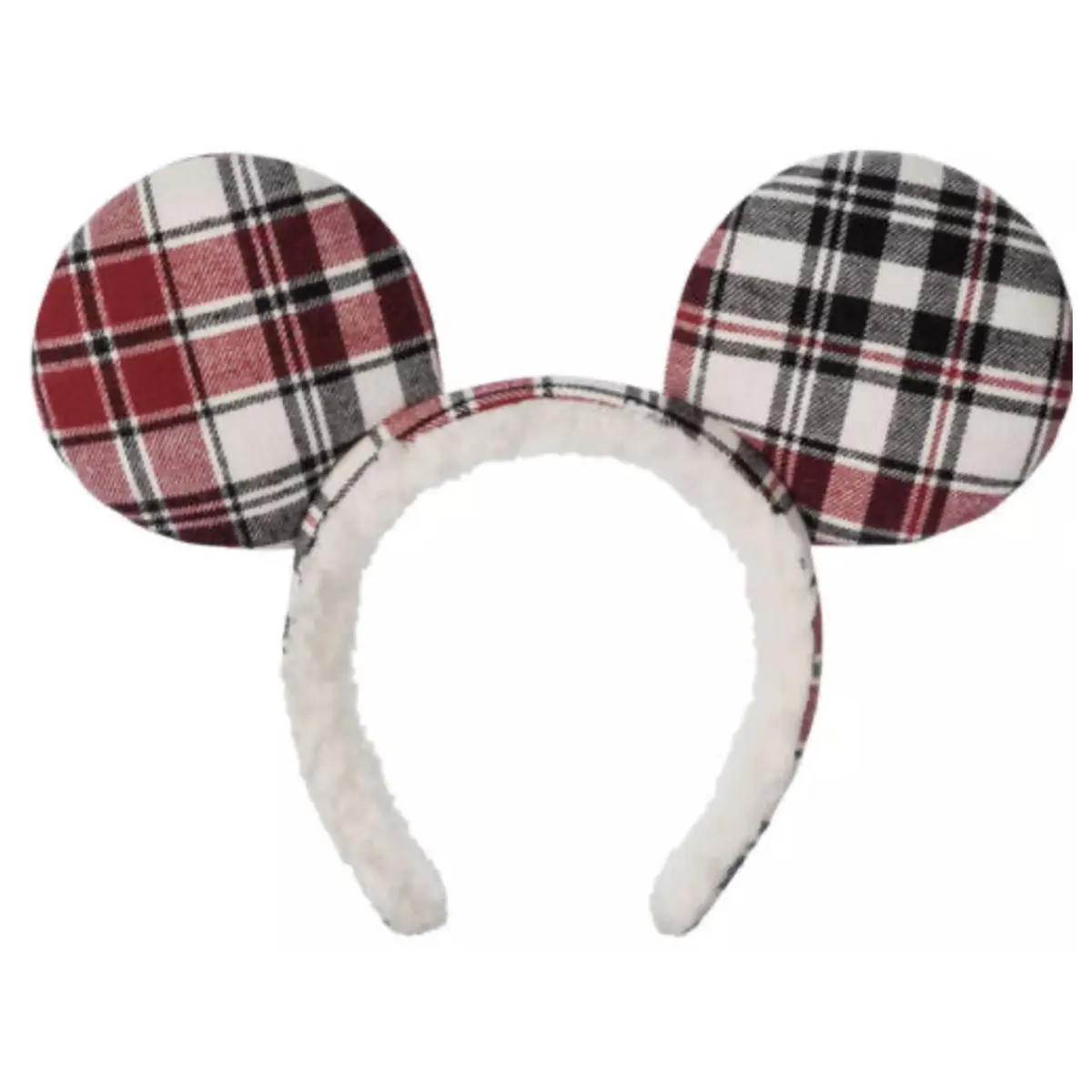 RENTAL Mickey Mouse Holiday Plaid Fuzzy Christmas Ears Headband