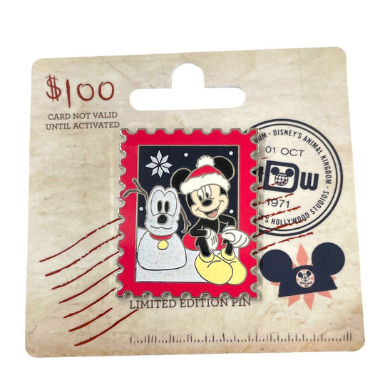 Stamp Pin With Mickey And Snowman Pluto - Limited Edition