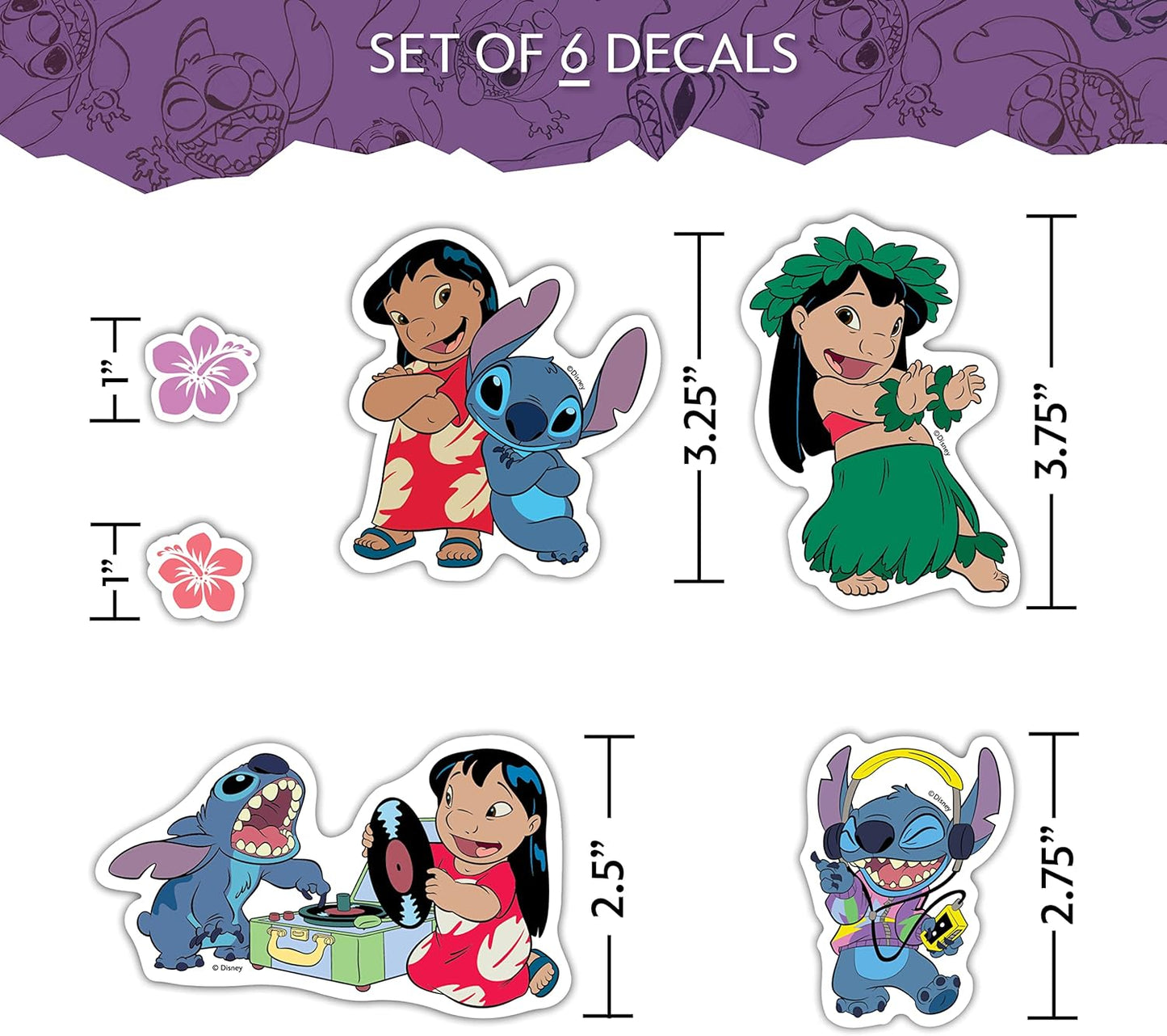 Disney Lilo and Stitch Waterproof Decals - Set of 22 Lilo and Stitch Stickers