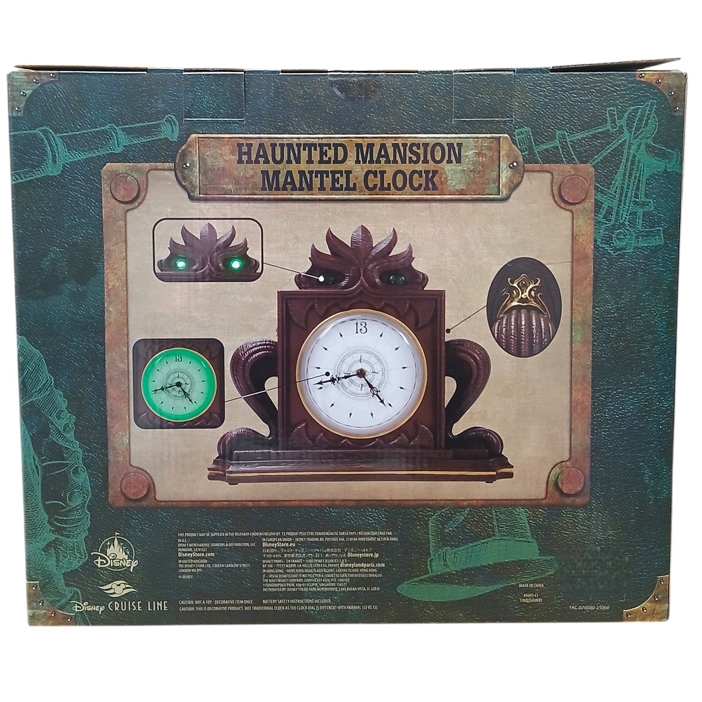 Disney Cruise Line Treasure Exclusive Haunted Mansion Light-Up Mantel Clock