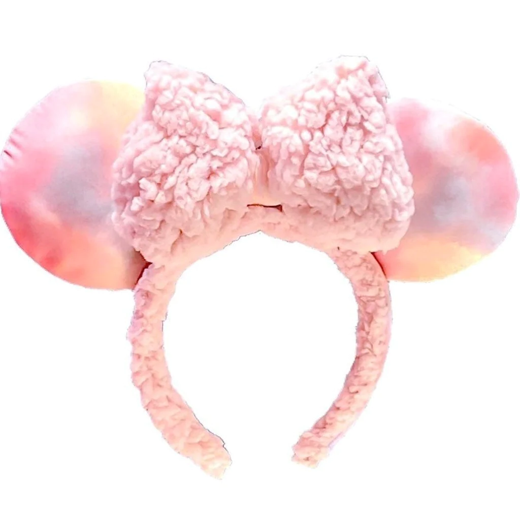 RENTAL Fuzzy Sherpa Pink Tie Dye Minnie Mouse Ears Headband